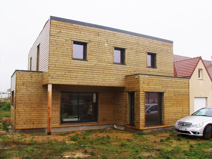 Maison toit plat en ossature bois