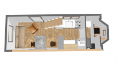 Avant projet tiny housse vue 3D aménagement intérieur