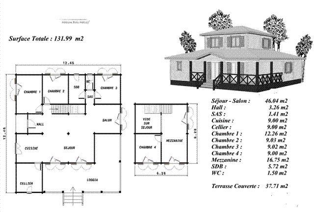 Modele plan maison en bois erable