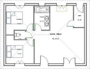 Plan maçonnerie plain pied 2 chambres