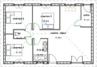 Plan maconnerie plain pied 3 chambres