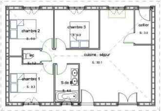 Plan bois plain pied 3 chambres