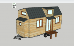 Vue en 3D de plan Tiny house modèle Éva