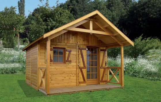 Abri de jardin en bois avec avancée