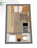 Aménagement intérieur Tiny house modèle Etudiant