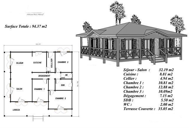 plan maison en bois sur pilotis