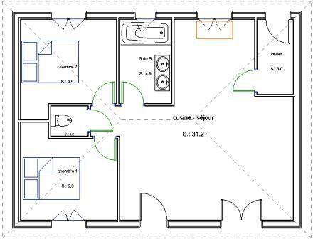 plan maison phenix plain pied 2 chambres