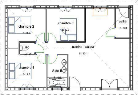 plan maison en bois 3 chambres