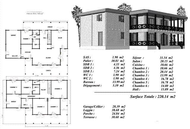 Plan Maison Bois Modele Peuplier Grande Habitation A Etage