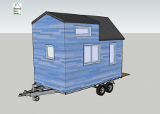 Plan mini tiny house modèle Etudiant 4 mètre en bleu 3D