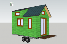 Tiny house modèle Etudiant en 3D couleur vert