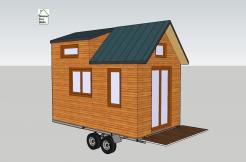 Vue 3D plan mini Tiny house modèle Etudiant en bois